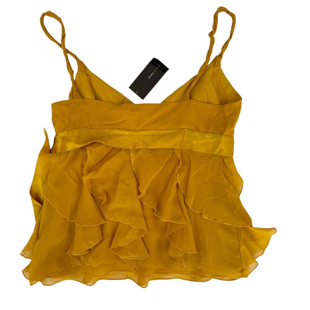 NWT BCBGMaxAzria Silk Chiffon Ruffle Cami Amber Size M - Picture 4 of 5